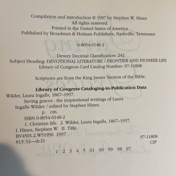 Saving Graces The Inspirational Writings of Laura Ingalls Wilder HC/DJ Book EXC - Picture 5 of 16